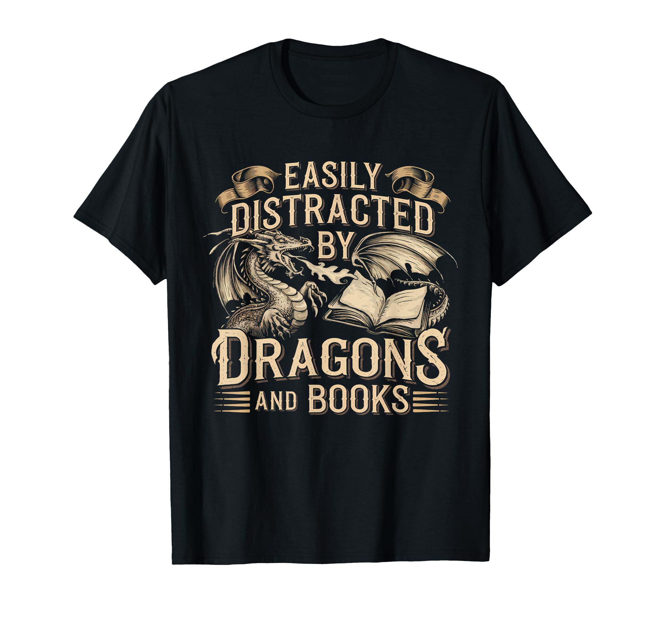 Easily Distracted Books Dragons Funny T-Shirt - Graphic Print Men Women - T-Shirt, Sweatshirt, Hoodie