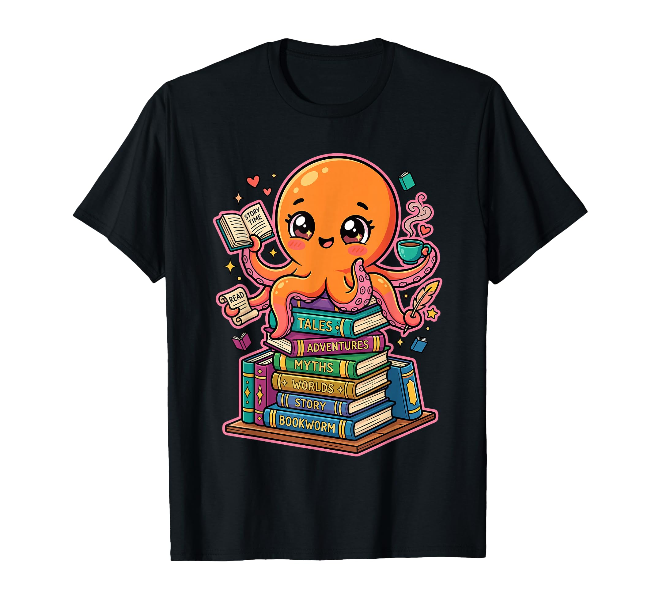 Funny Octopus Reading Books Book Lover T-Shirt - Unique Graphic Men Women - T-Shirt, Sweatshirt, Hoodie