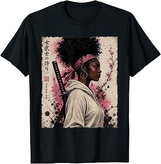 Afro American Modern Samurai Girl as Black Anime Warrior T-Shirt Unisex T-shirt, Sweatshirt, Hoodie, Long Sleeve Tee - T-Shirt, Sweatshirt, Hoodie