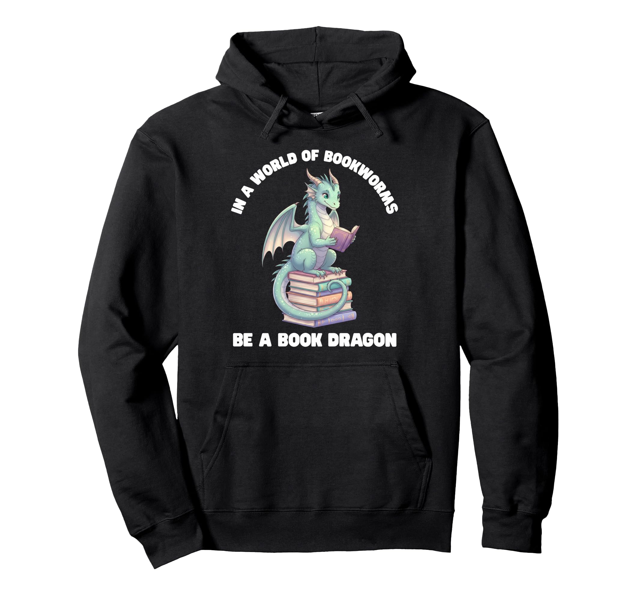 Pastel Dragon Book Reader Bookworm Library Hoodie - Trendy Graphic Unisex - T-Shirt, Sweatshirt, Hoodie