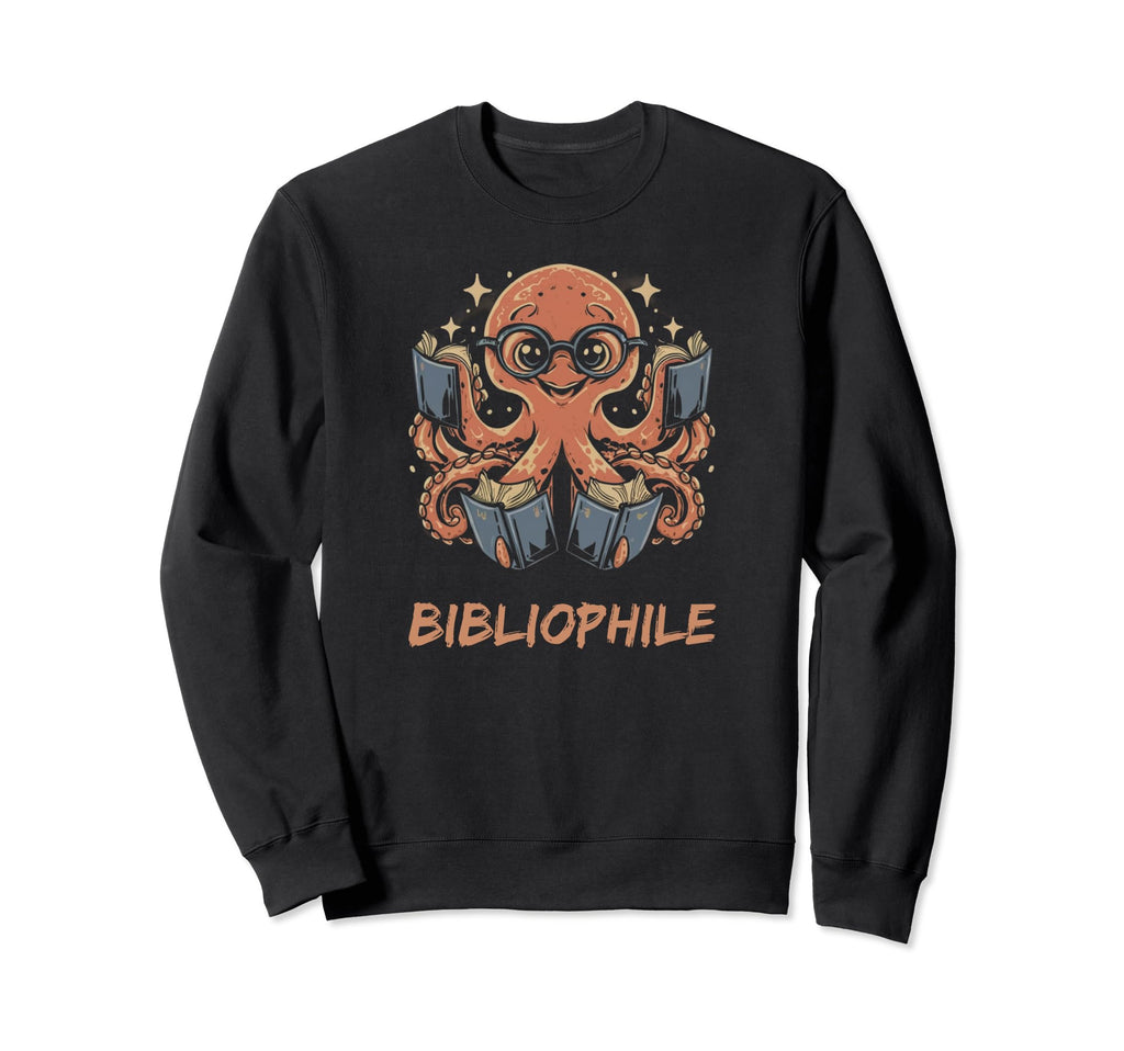Octopus Bibliophile Reading Book Sweatshirt - Graphic Print for Adults - T-Shirt, Sweatshirt, Hoodie