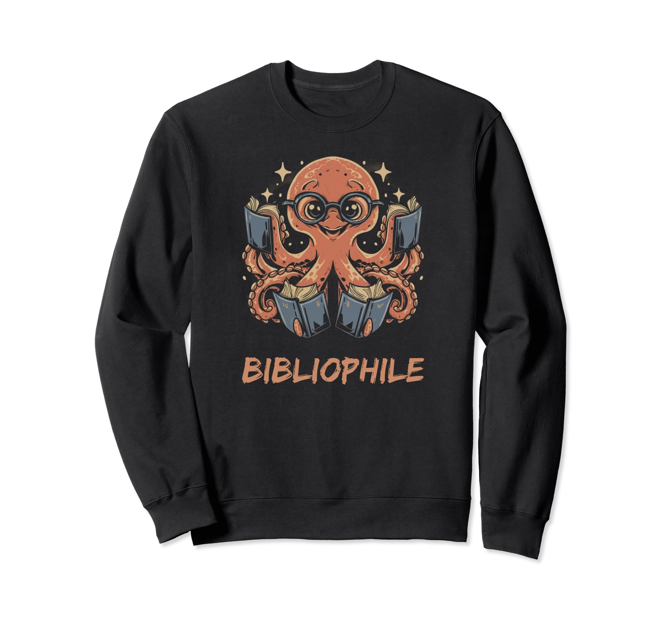 Octopus Bibliophile Reading Book Sweatshirt - Graphic Print for Adults - T-Shirt, Sweatshirt, Hoodie