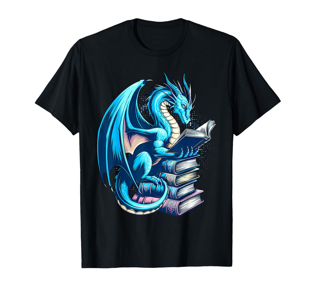 Bookworm Book Lover Dragon Reading T-Shirt - Casual Everyday Wear Unisex - T-Shirt, Sweatshirt, Hoodie