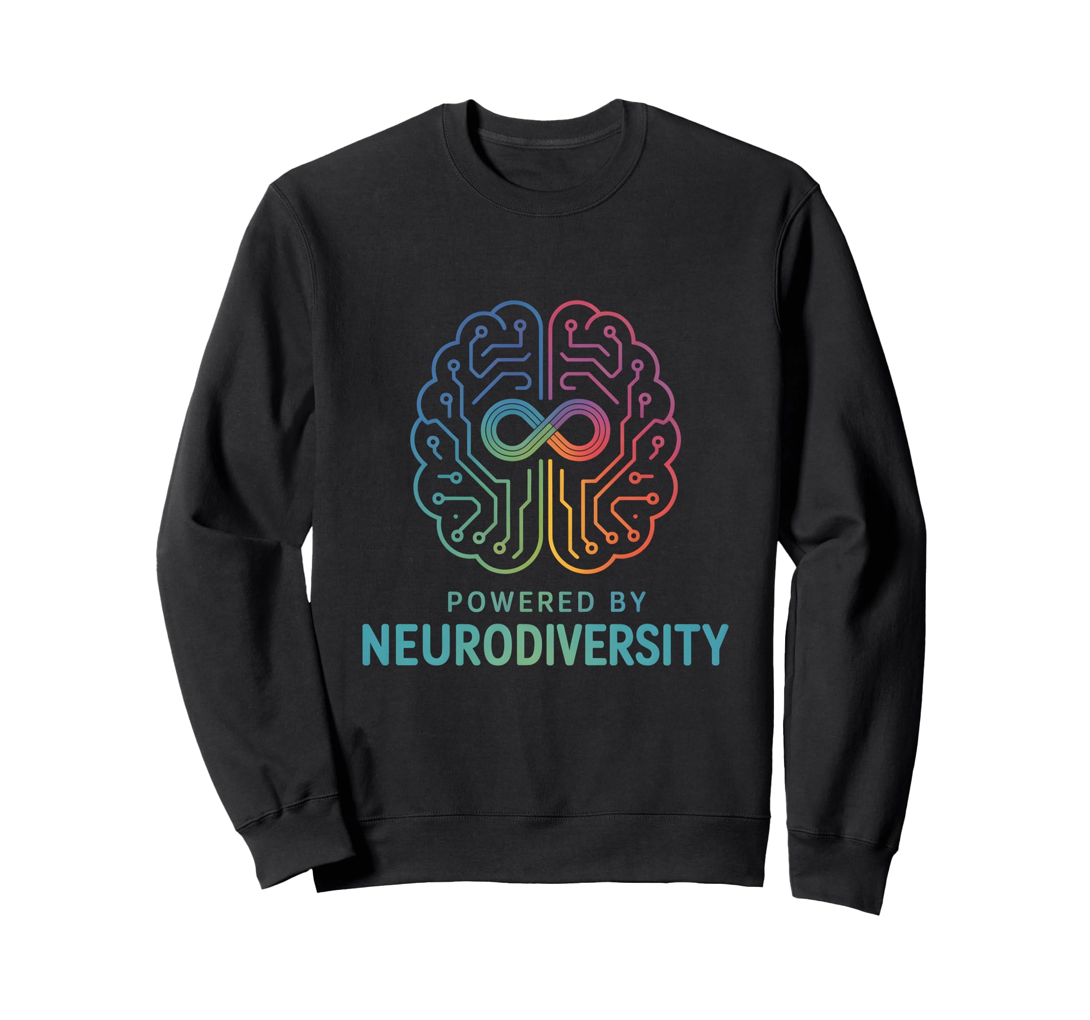 Powered Neurodiversity Brain Sweatshirt - Fun Novelty Design Men Women - T-Shirt, Sweatshirt, Hoodie