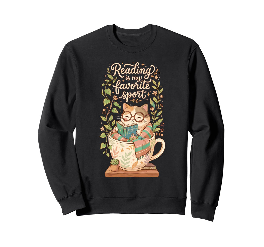 Cozy Cat Sleeping Books Coffee Sweatshirt - Aesthetic Graphic for Adults - T-Shirt, Sweatshirt, Hoodie