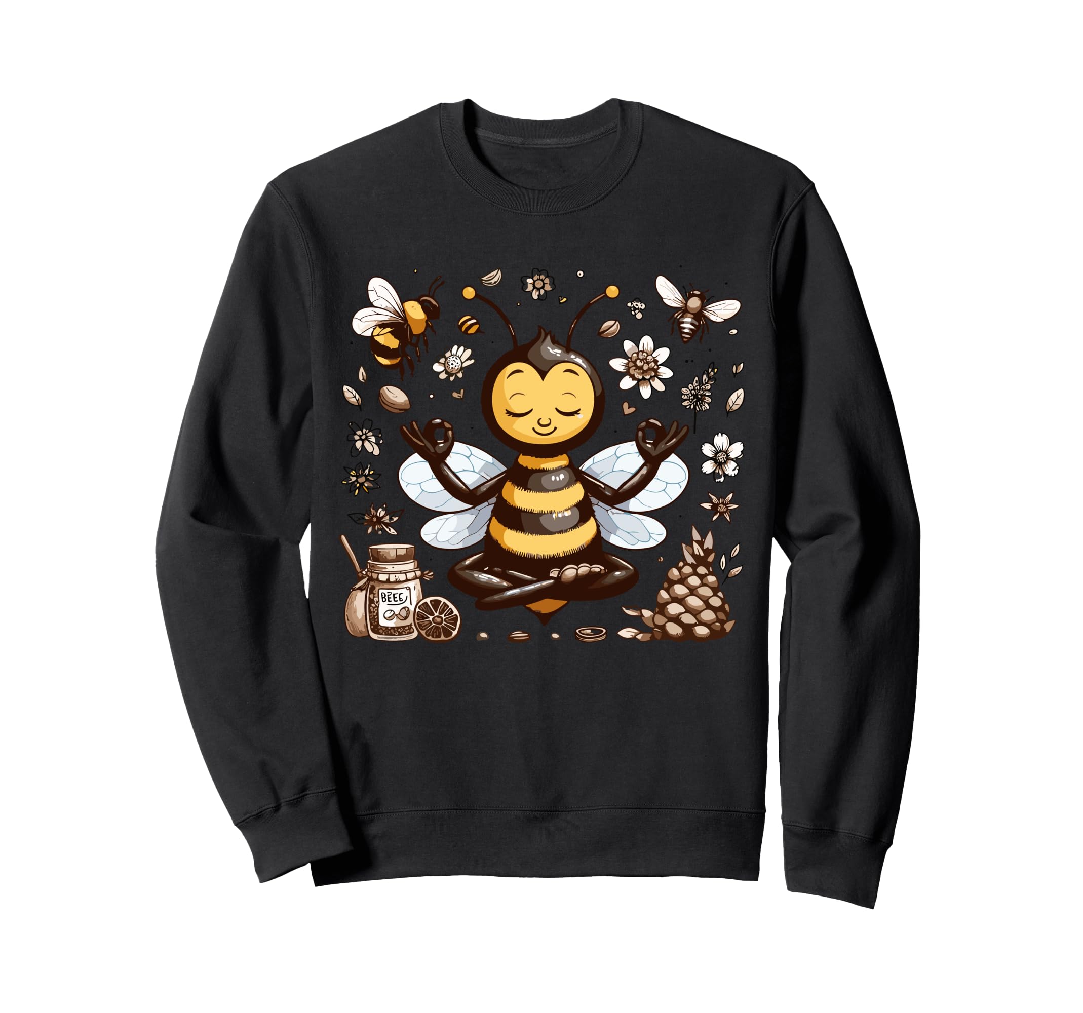 Meditation Bee Yoga Pose Relaxing Animal Sweatshirt - Unique Graphic Unisex - T-Shirt, Sweatshirt, Hoodie