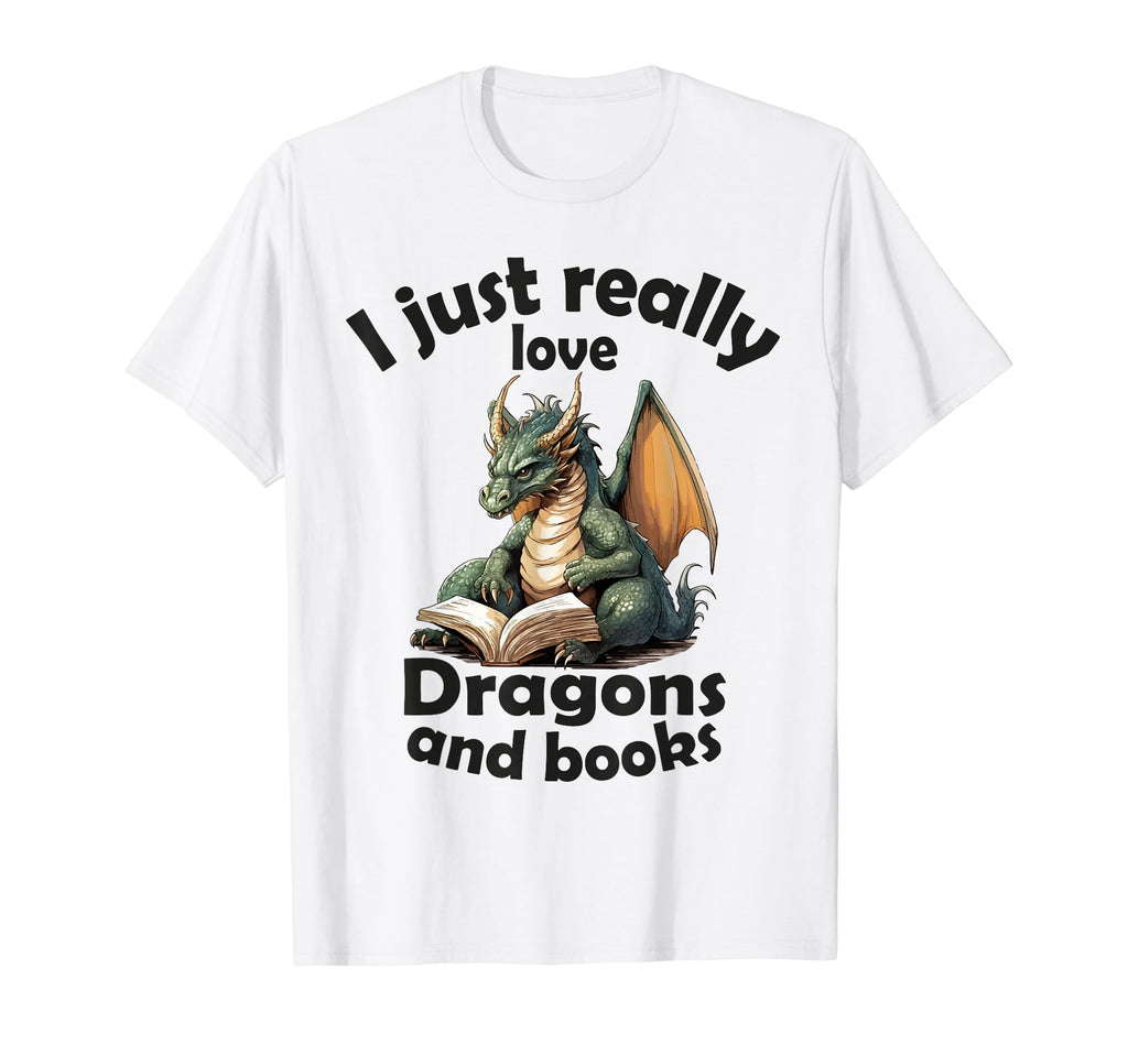I Just Really Love Dragons And Books T-Shirt - Minimalist Print Unisex - T-Shirt, Sweatshirt, Hoodie