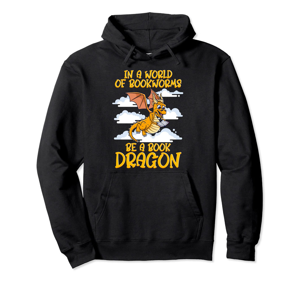 World Bookworms Be Bookdragon Book Dragon Hoodie - Minimalist Print Unisex - T-Shirt, Sweatshirt, Hoodie