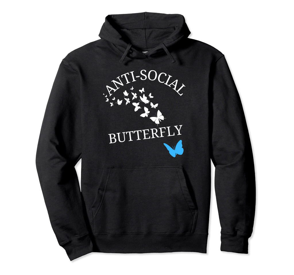 Anti Social Butterfly Funny Introvert Hoodie - Minimalist Print for Adults - T-Shirt, Sweatshirt, Hoodie