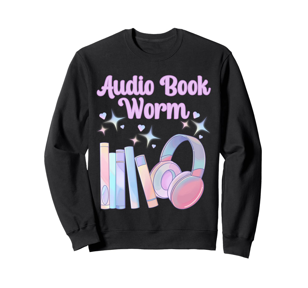 Audio Book Worm Book Lover Sweatshirt - Minimalist Print Men Women - T-Shirt, Sweatshirt, Hoodie
