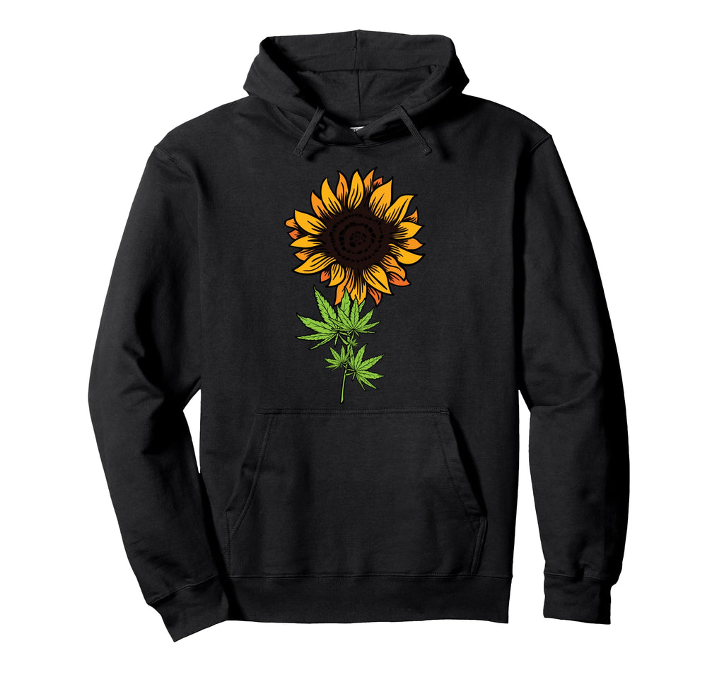 Weed Marijuana Leaf Cannabis Sun Flower Hoodie - Unique Graphic Unisex - T-Shirt, Sweatshirt, Hoodie