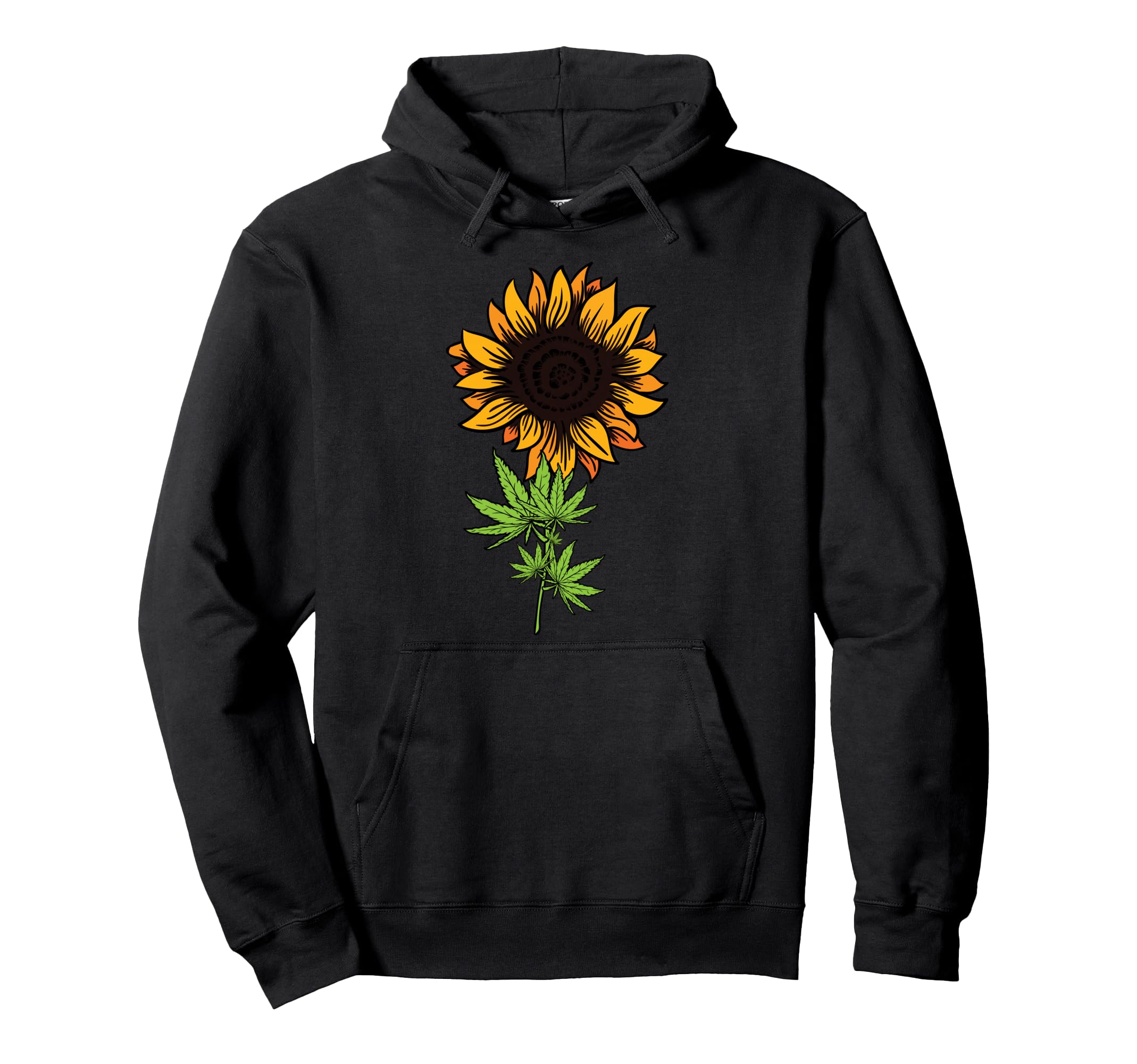 Weed Marijuana Leaf Cannabis Sun Flower Hoodie - Unique Graphic Unisex - T-Shirt, Sweatshirt, Hoodie