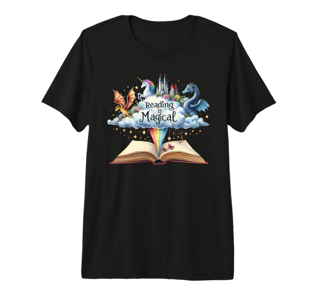 Reading Is Magical Unicorn Dragon T-Shirt - Aesthetic Graphic Men Women - T-Shirt, Sweatshirt, Hoodie