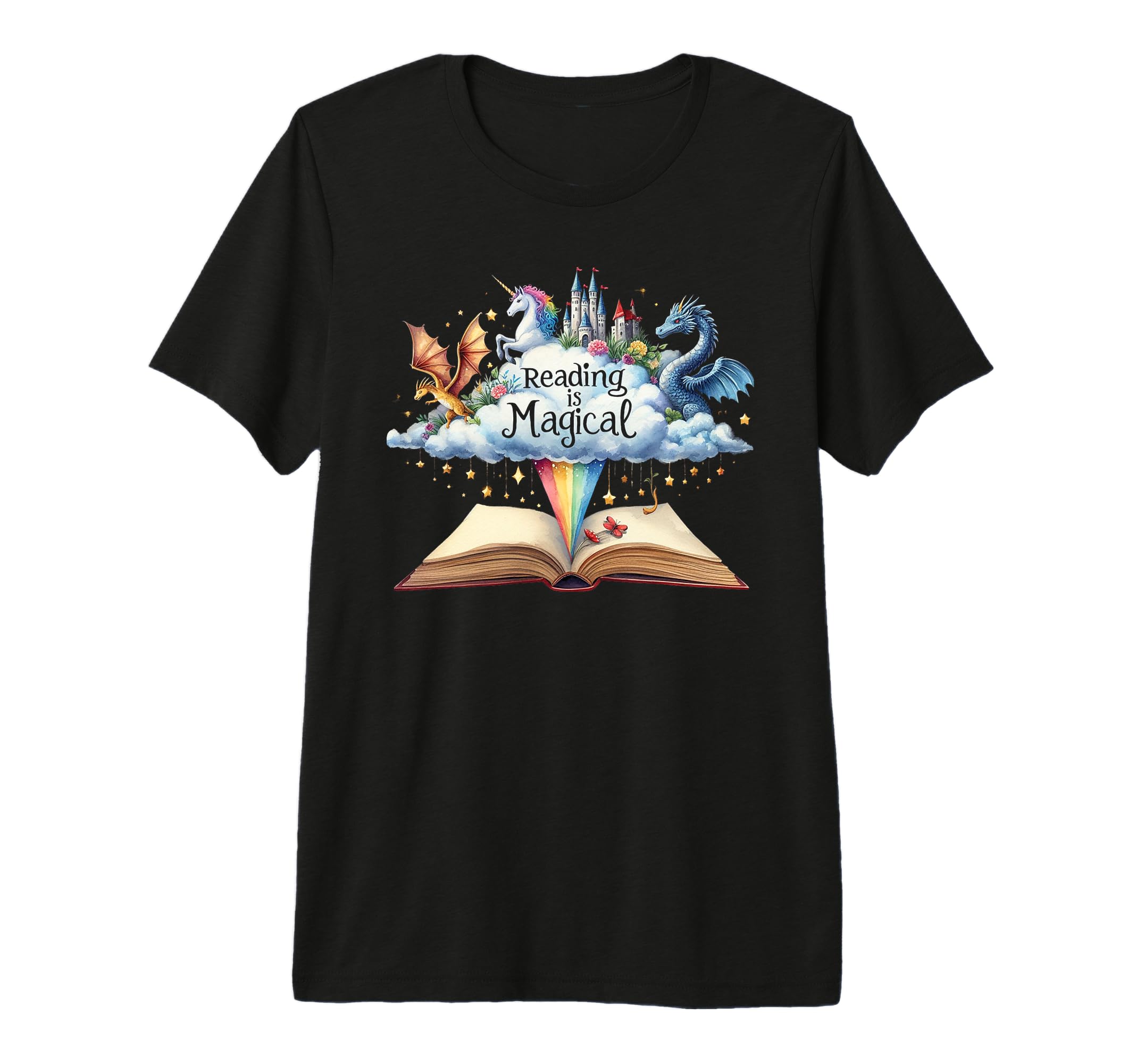 Reading Is Magical Unicorn Dragon T-Shirt - Aesthetic Graphic Men Women - T-Shirt, Sweatshirt, Hoodie