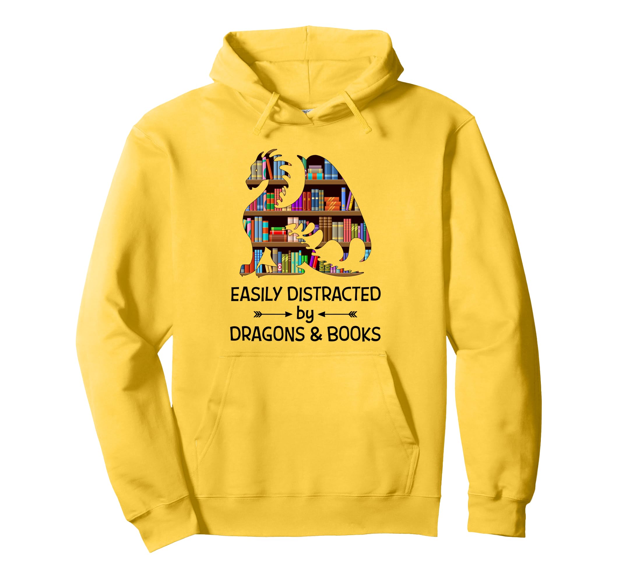 Easily Distracted Dragons And Books Hoodie - Novelty Apparel Unisex - T-Shirt, Sweatshirt, Hoodie