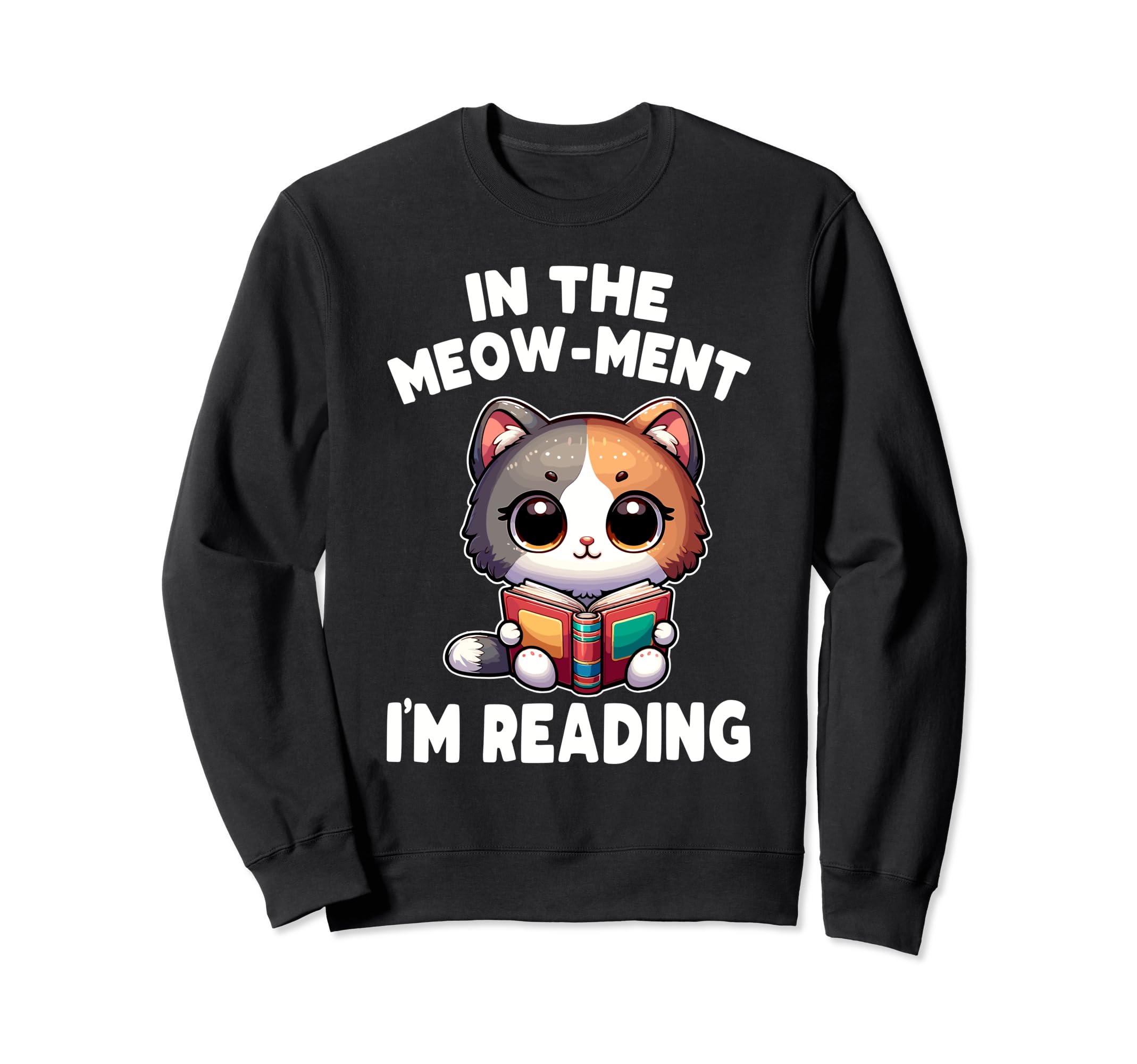 Reading Book Cat Library Sweatshirt - Casual Everyday Wear Men Women - T-Shirt, Sweatshirt, Hoodie