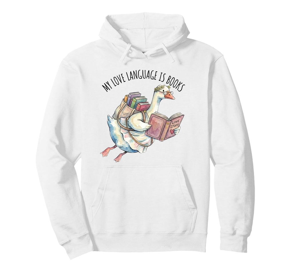 Cupid Goose Bibliophile Valentine Hoodie - Minimalist Print for Adults - T-Shirt, Sweatshirt, Hoodie