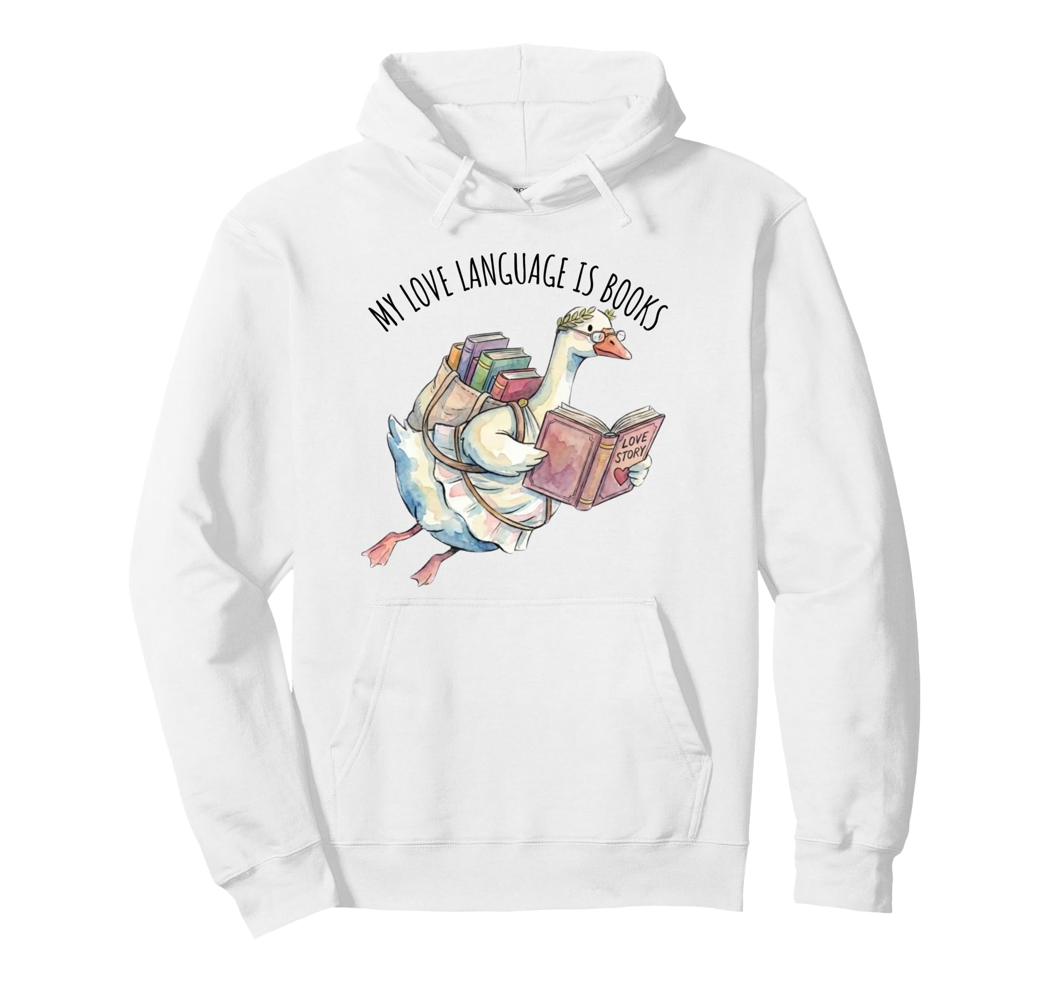 Cupid Goose Bibliophile Valentine Hoodie - Minimalist Print for Adults - T-Shirt, Sweatshirt, Hoodie