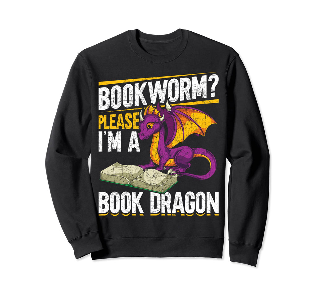 Bookworm Please Im Book Dragon Sweatshirt - Minimalist Print Unisex - T-Shirt, Sweatshirt, Hoodie
