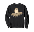 Hedgehog Reading Book Nerd Animal Sweatshirt - Minimalist Print Men Women - T-Shirt, Sweatshirt, Hoodie