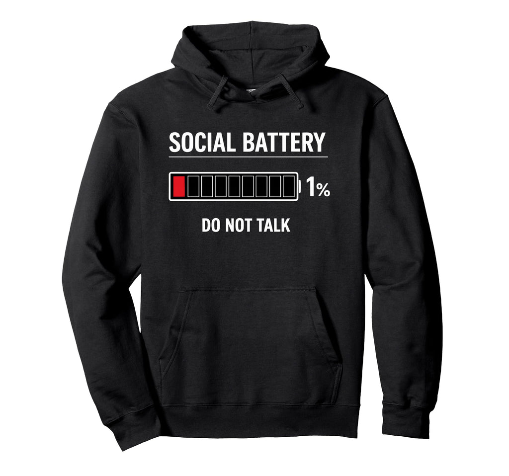 Social Battery Funny Introvert Coffee Hoodie - Streetwear Style Men Women - T-Shirt, Sweatshirt, Hoodie