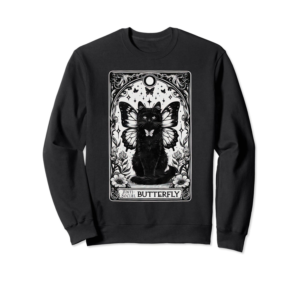 Funny Antisocial Butterfly Sweatshirt - Minimalist Print Men Women - T-Shirt, Sweatshirt, Hoodie