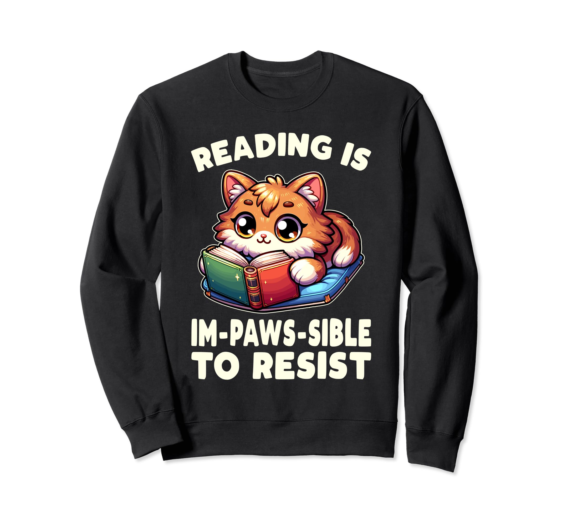 Reading Book Cat Library Reading Sweatshirt - Streetwear Style Men Women - T-Shirt, Sweatshirt, Hoodie