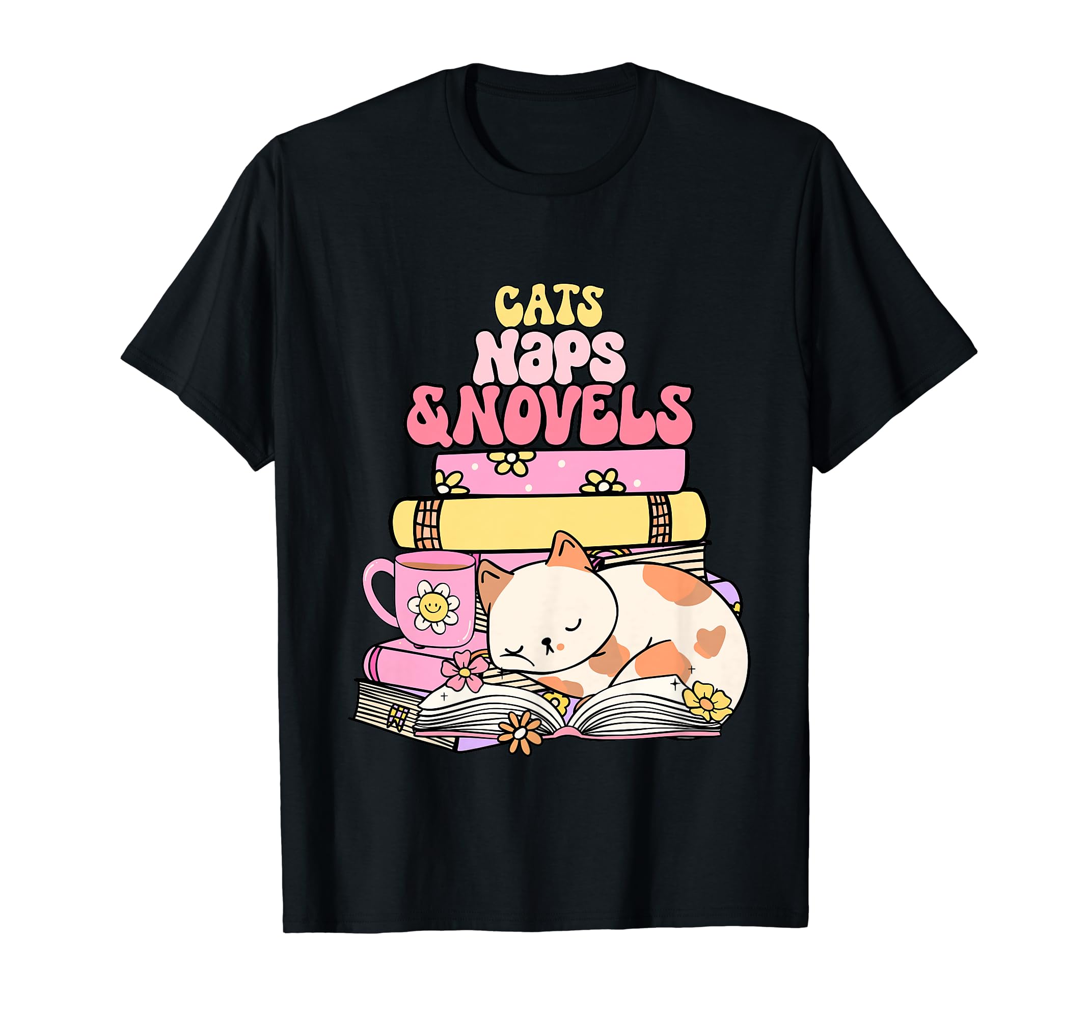 Cats Naps And Novels Book Lovers T-Shirt - Minimalist Print Unisex - T-Shirt, Sweatshirt, Hoodie