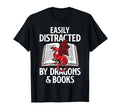 Easily Distracted Dragon And Books T-Shirt - Fun Novelty Design Unisex - T-Shirt, Sweatshirt, Hoodie