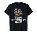 Easily Distracted Dragon And Books T-Shirt - Aesthetic Graphic for Adults - T-Shirt, Sweatshirt, Hoodie