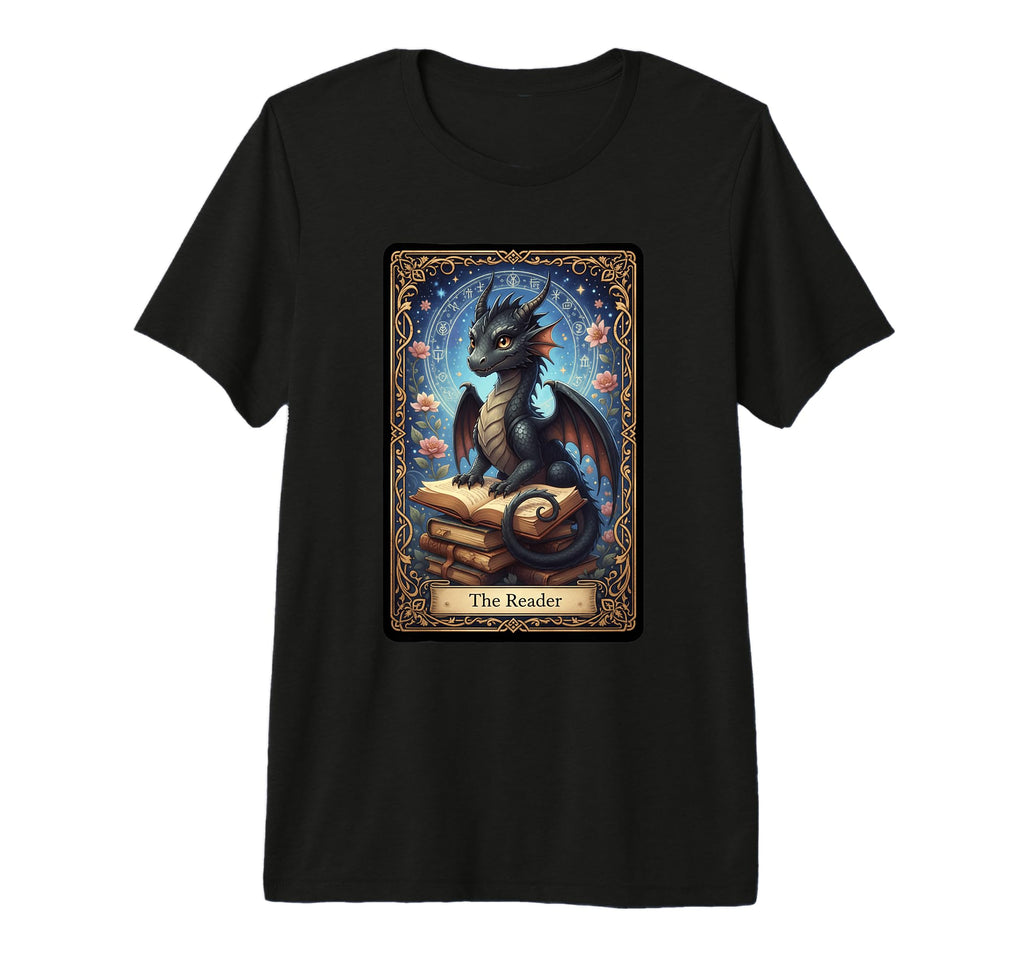Reader Dragon Fantasy Book Lover Tarot T-Shirt - Unique Graphic Unisex - T-Shirt, Sweatshirt, Hoodie