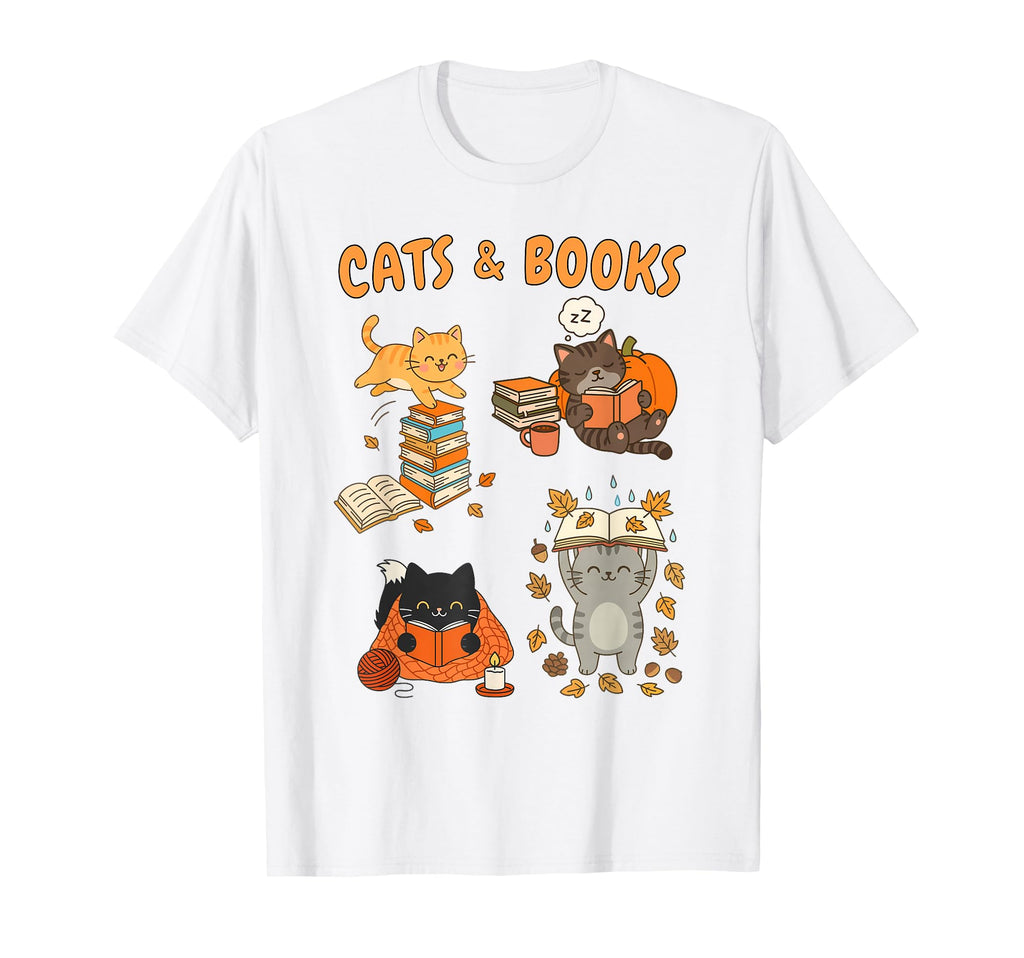 Cats Books Lover Reading Book Lover Bookish T-Shirt - Graphic Print Unisex - T-Shirt, Sweatshirt, Hoodie