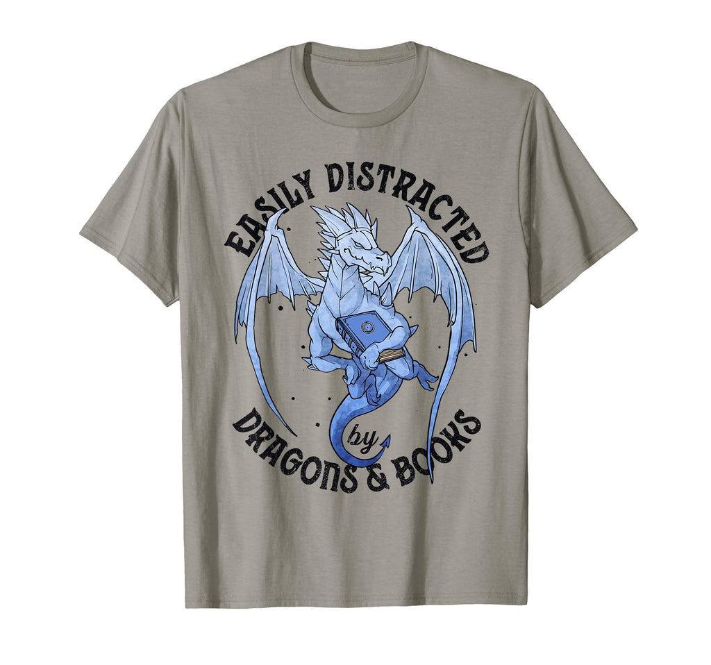 Reading Easily Distracted Dragons Books T-Shirt - Custom Art Print Unisex - T-Shirt, Sweatshirt, Hoodie