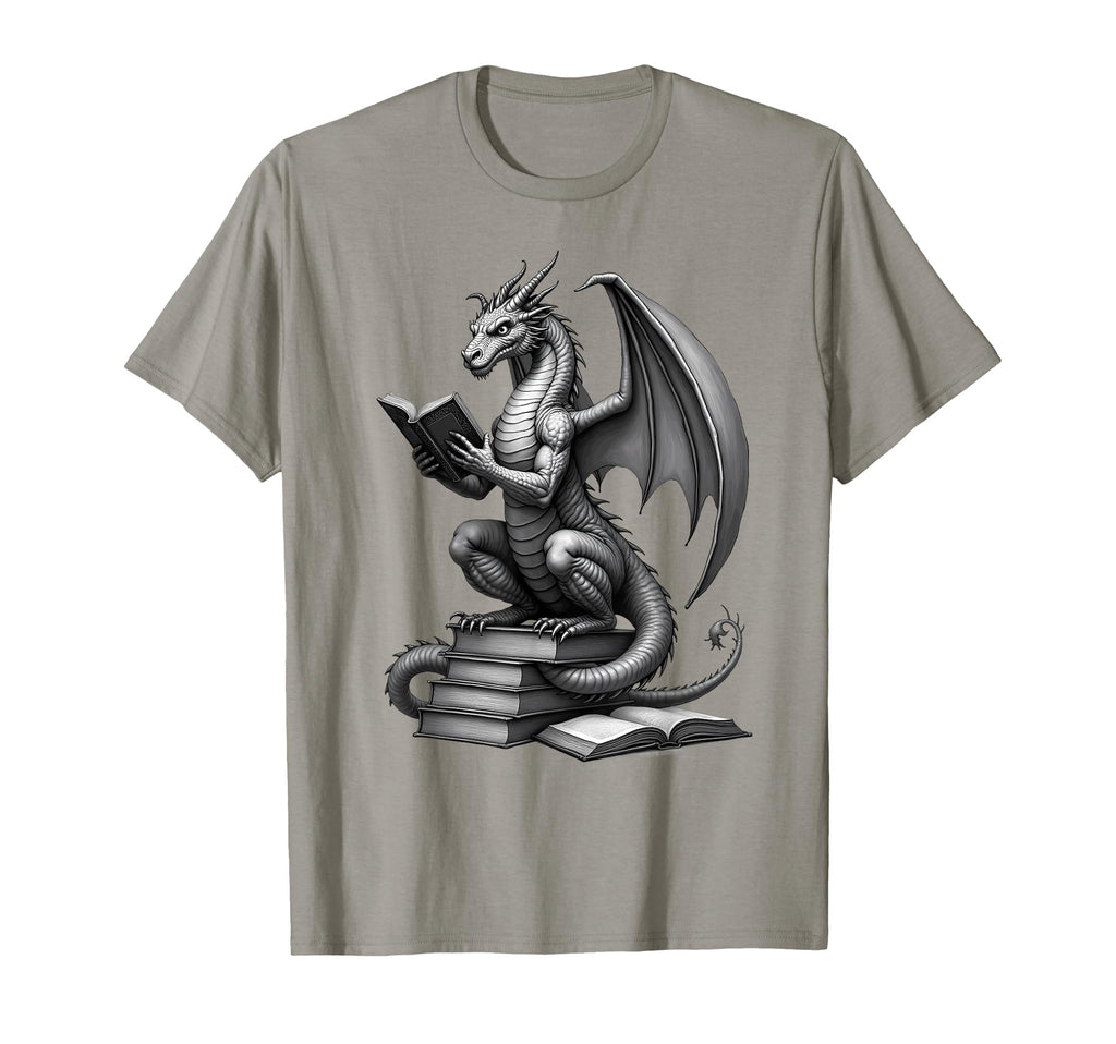 Fantasy Book Reader Dragon Reading T-Shirt - Fun Novelty Design for Adults - T-Shirt, Sweatshirt, Hoodie