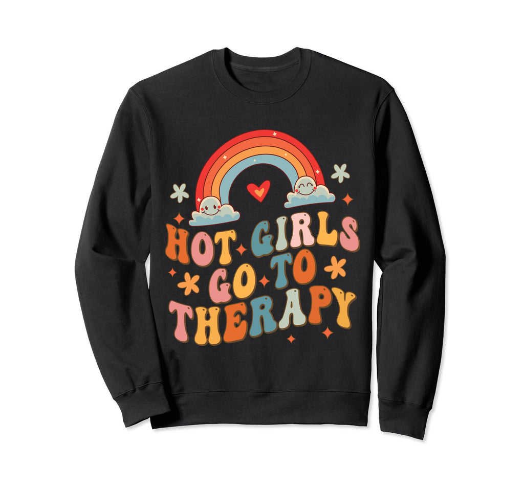Hot Go To Therapy Boho Depression Sweatshirt - Minimalist Print Men Women - T-Shirt, Sweatshirt, Hoodie