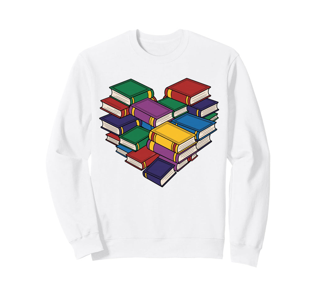 Book Lover Heart Shape Bookish Sweatshirt - Unique Graphic Men Women - T-Shirt, Sweatshirt, Hoodie