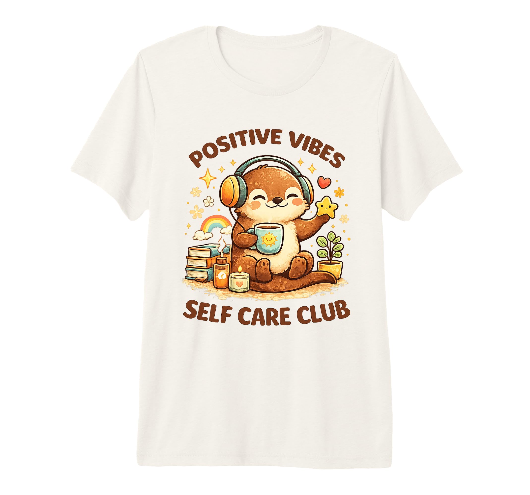 Positive Vibes Self Care Club Otter T-Shirt - Minimalist Print for Adults - T-Shirt, Sweatshirt, Hoodie