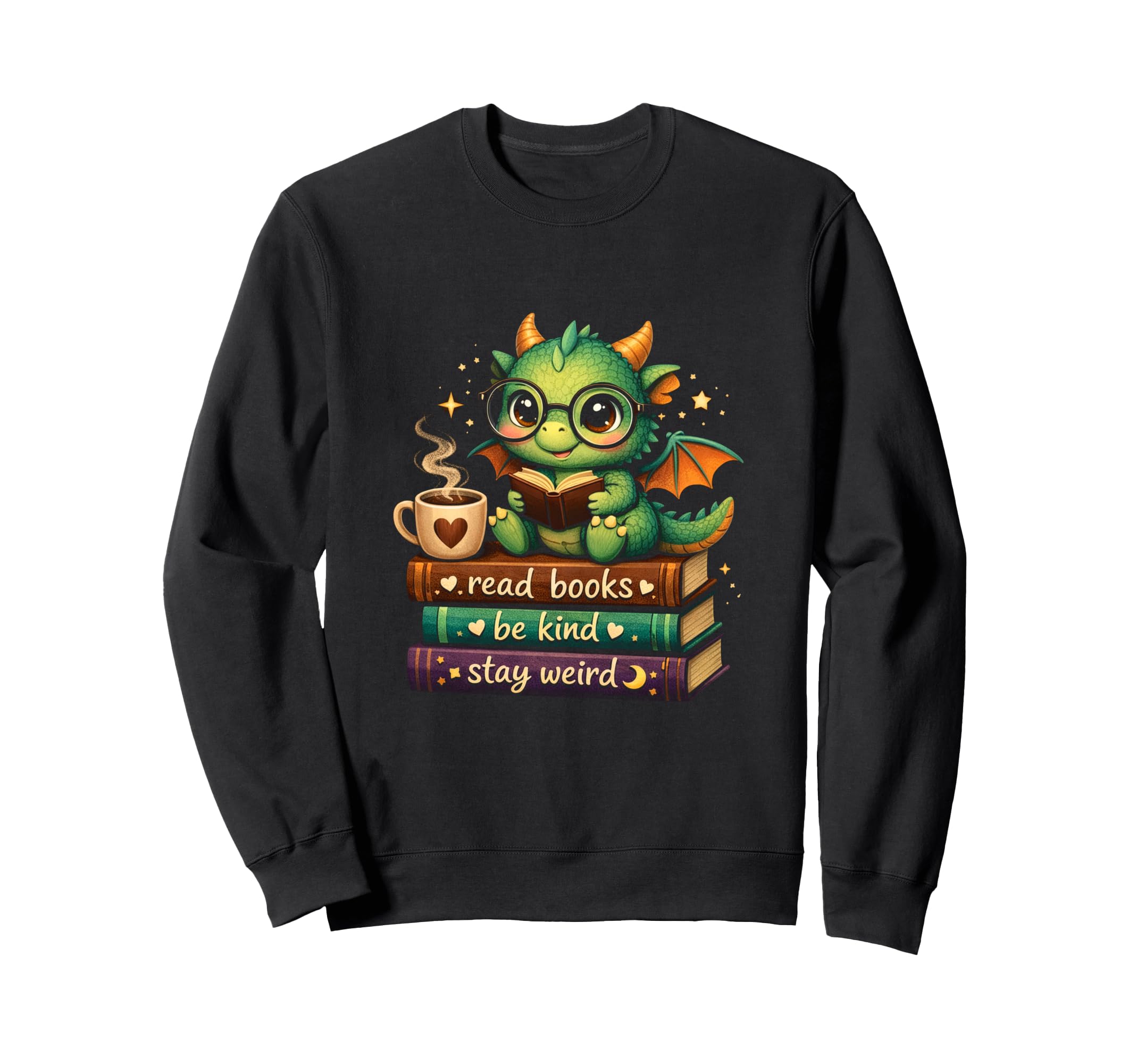 Adorable Dragon Read Books Be Kind Sweatshirt - Trendy Graphic for Adults - T-Shirt, Sweatshirt, Hoodie