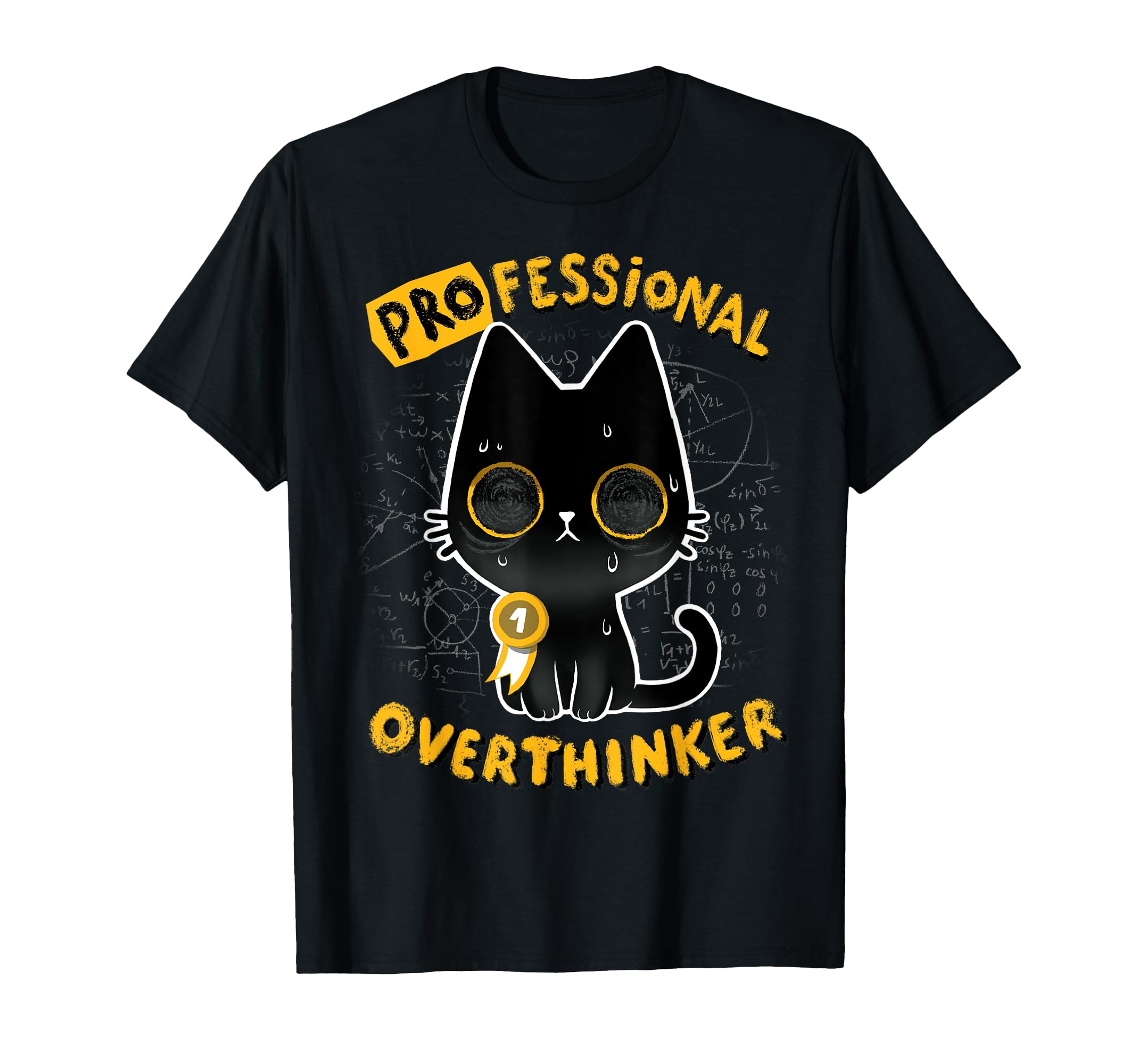 Black Cat Professional Overthinker T-Shirt - Minimalist Print Unisex - T-Shirt, Sweatshirt, Hoodie