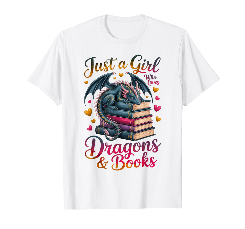Bookworm Reader Just Who Loves Dragons T-Shirt - Graphic Print for Adults - T-Shirt, Sweatshirt, Hoodie