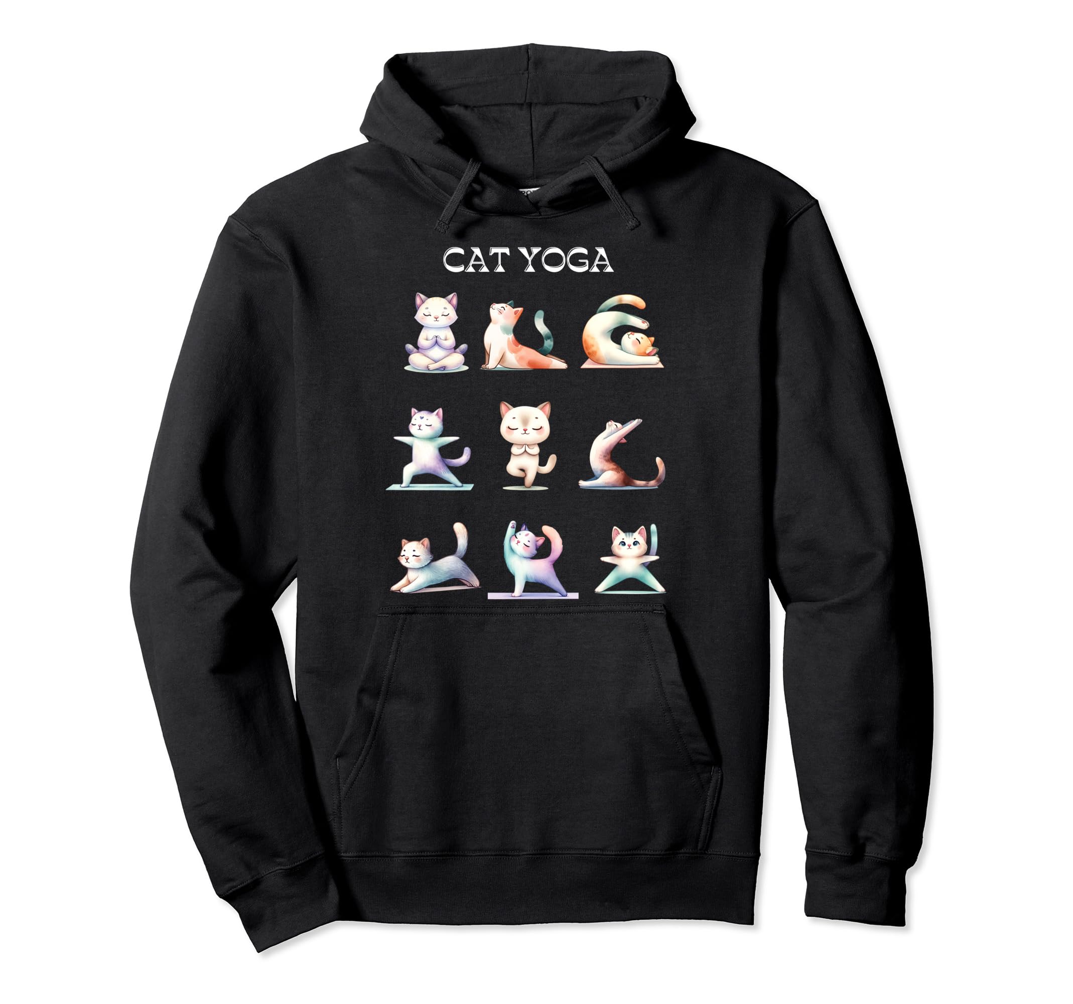 Cat Yoga Poses Practicing Hoodie - Casual Everyday Wear Men Women - T-Shirt, Sweatshirt, Hoodie