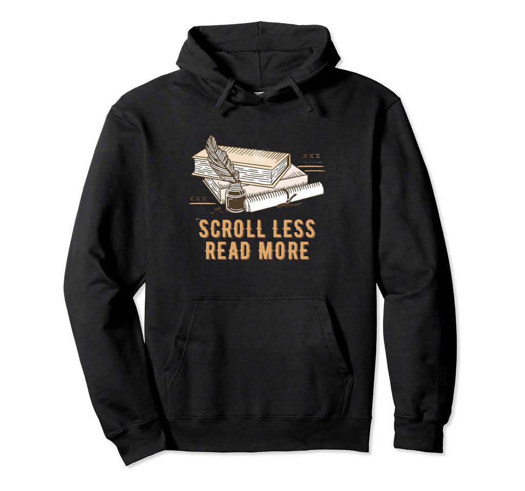 Scroll Less Read More Bookworm Reading Hoodie - Custom Art Print Unisex - T-Shirt, Sweatshirt, Hoodie