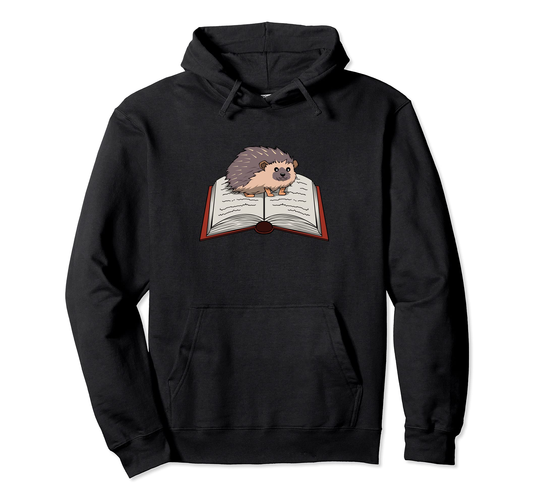 Hedgehog Reading Books Literature Hoodie - Aesthetic Graphic Men Women - T-Shirt, Sweatshirt, Hoodie