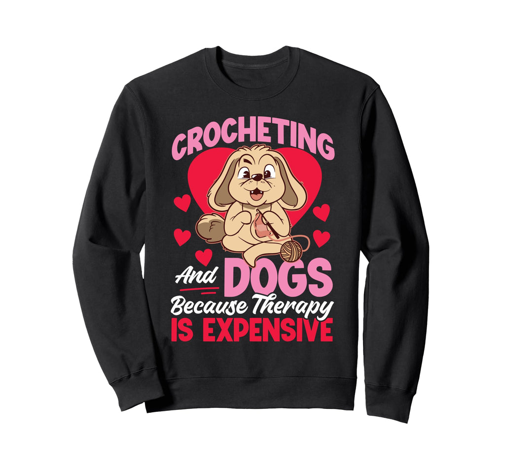 Crocheting Dog Crocheting And Dogs Sweatshirt - Graphic Print for Adults - T-Shirt, Sweatshirt, Hoodie