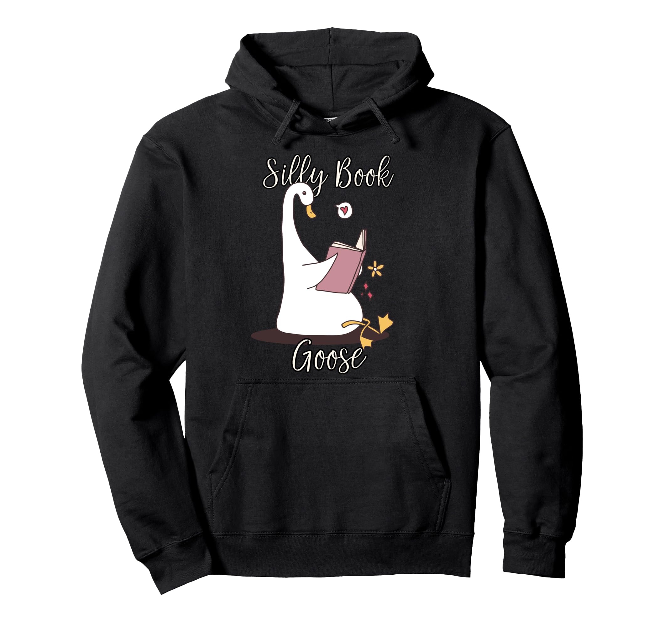 Silly Book Goose Book Lover Hoodie - Minimalist Print for Adults - T-Shirt, Sweatshirt, Hoodie