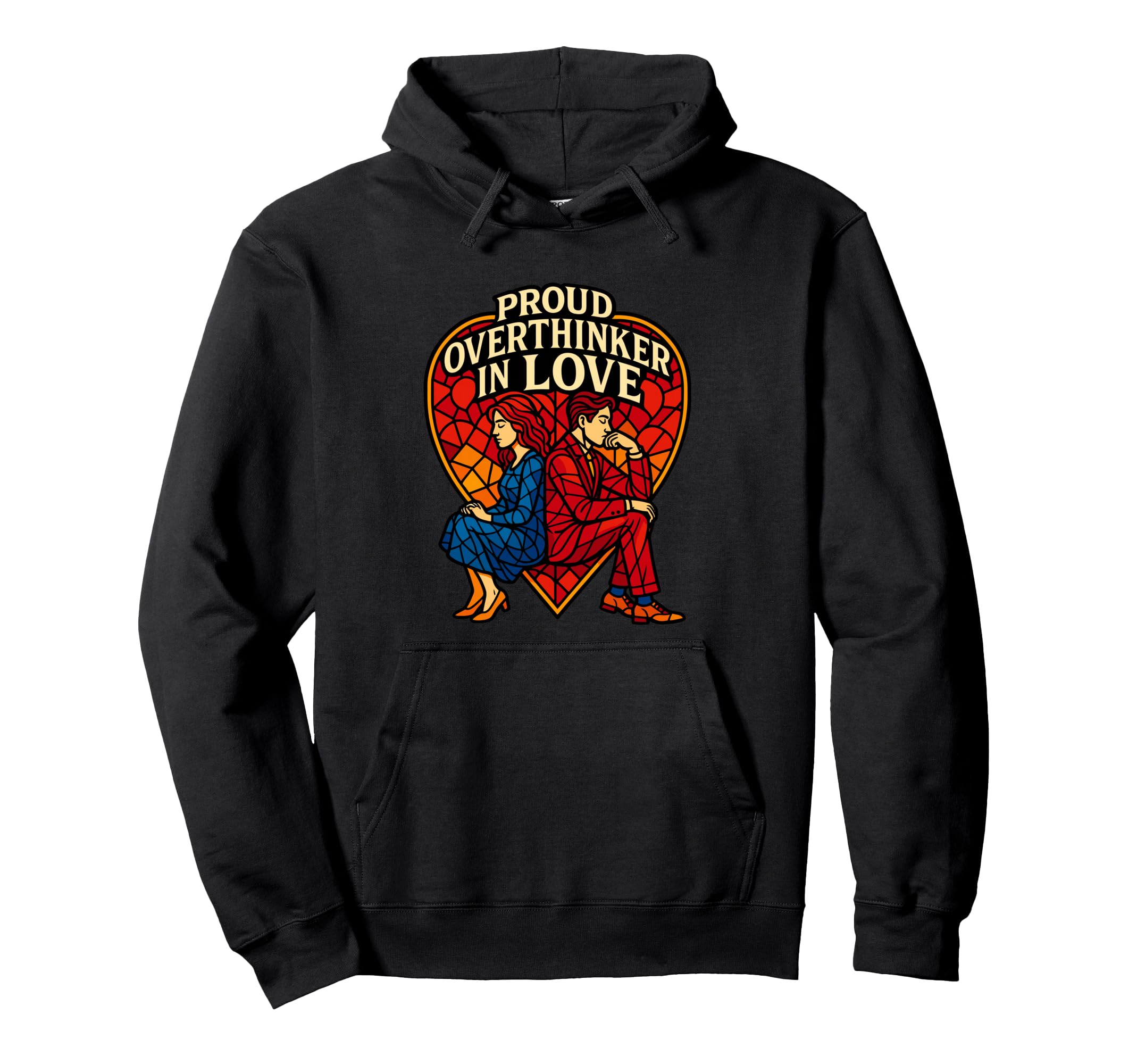 Proud Overthinker Love Stained Heart Hoodie - Minimalist Print Unisex - T-Shirt, Sweatshirt, Hoodie
