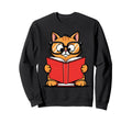 Cat Reading Book Nerd Kitty Bookworm Sweatshirt - Novelty Apparel Unisex - T-Shirt, Sweatshirt, Hoodie