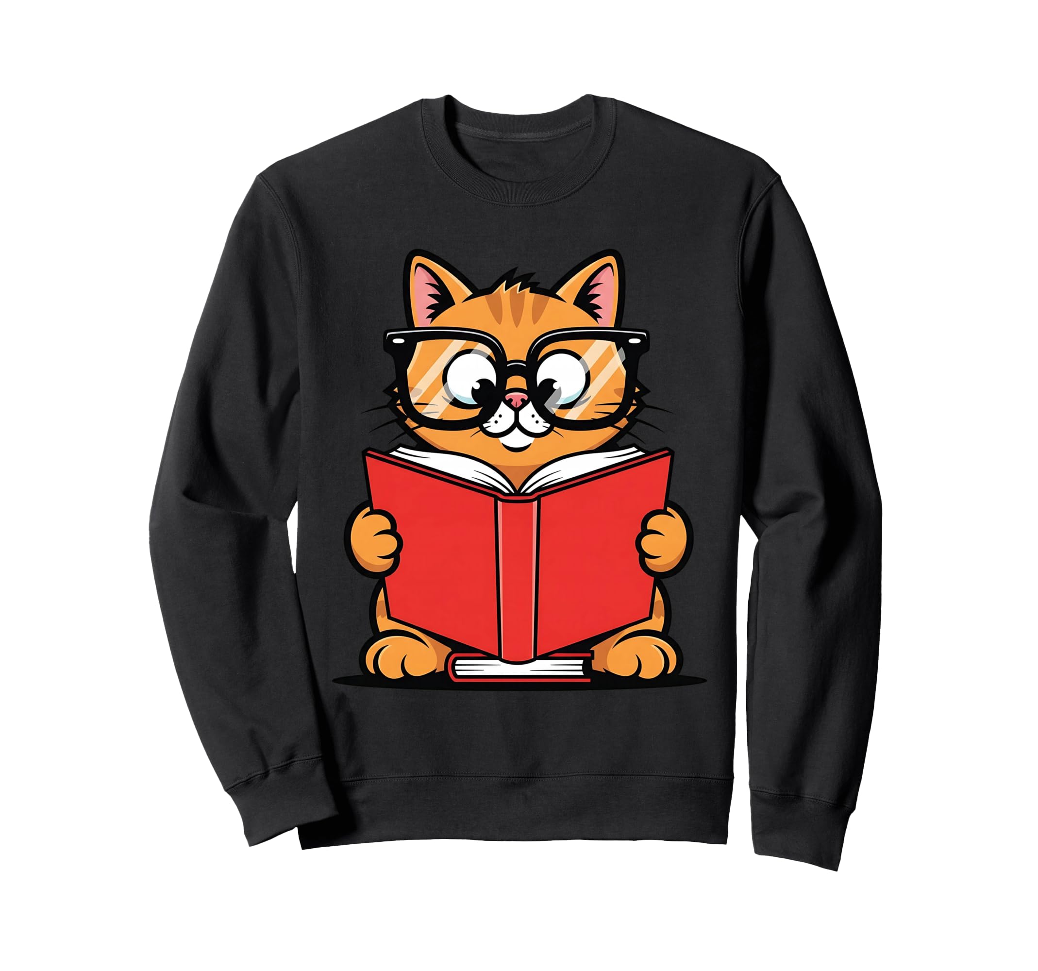 Cat Reading Book Nerd Kitty Bookworm Sweatshirt - Novelty Apparel Unisex - T-Shirt, Sweatshirt, Hoodie