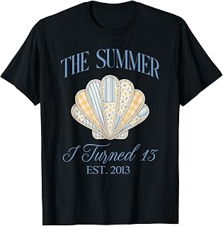 Summer I Turned 13 Years Old 13th Birthday Beach Seashell T-Shirt Unisex T-shirt, Sweatshirt, Hoodie, Long Sleeve Tee - T-Shirt, Sweatshirt, Hoodie