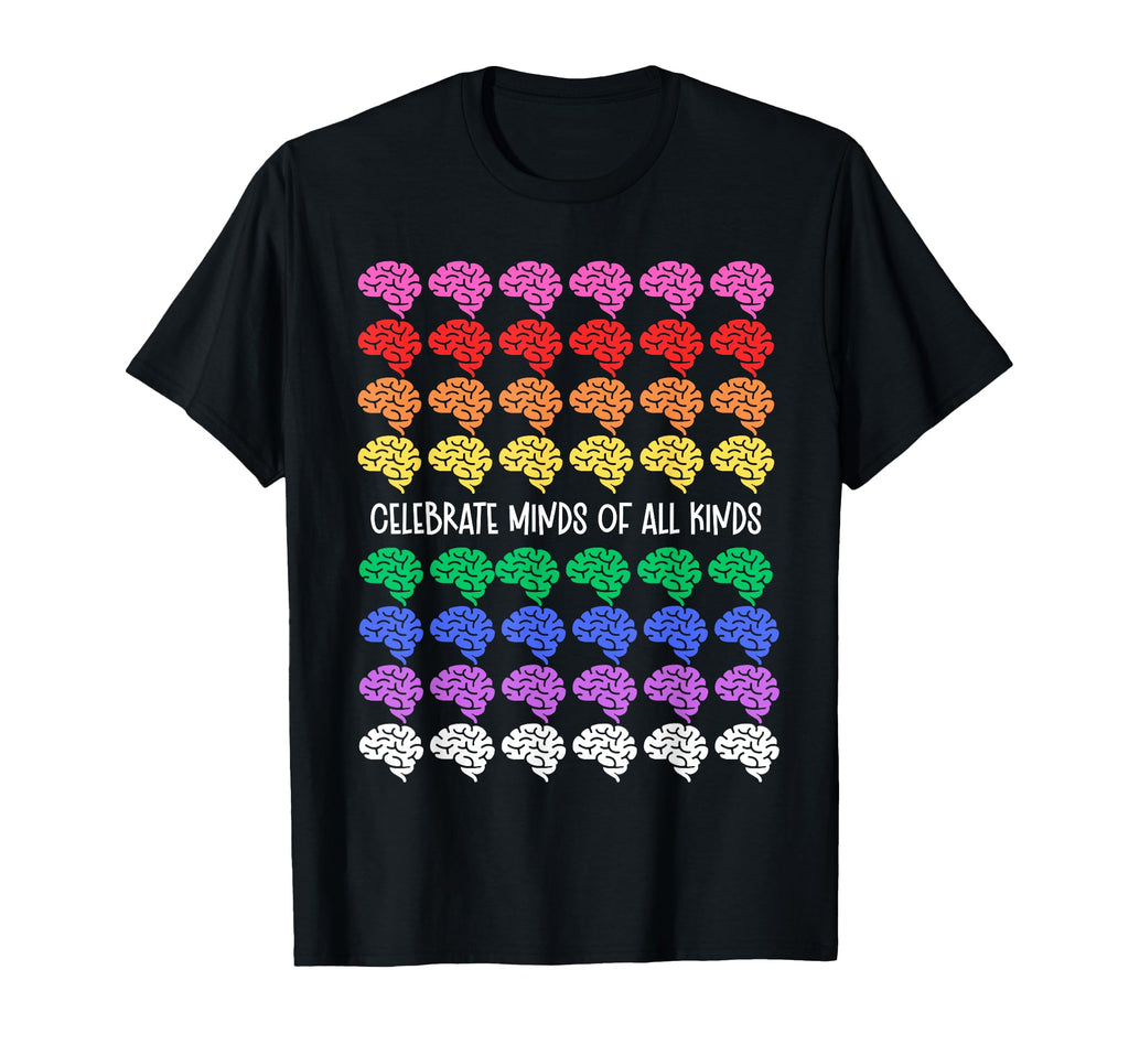 Celebrate Minds All Kinds Rainbow Brains T-Shirt - Custom Art Print Unisex - T-Shirt, Sweatshirt, Hoodie